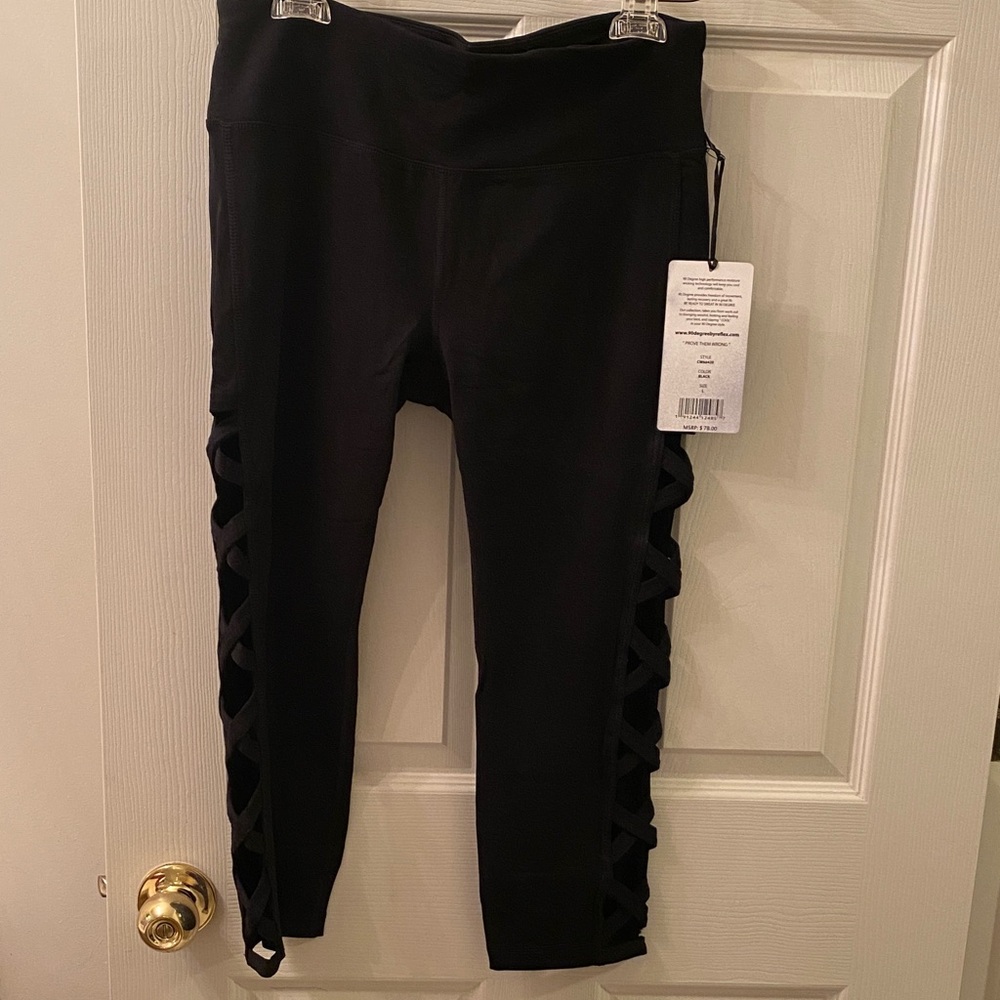 90 Degree Black Leggings with Side Cutouts